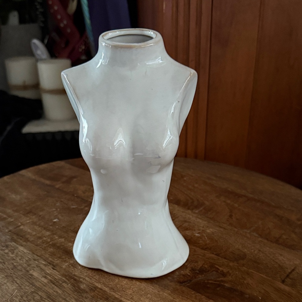 Elegant White Ceramic Torso Vase
